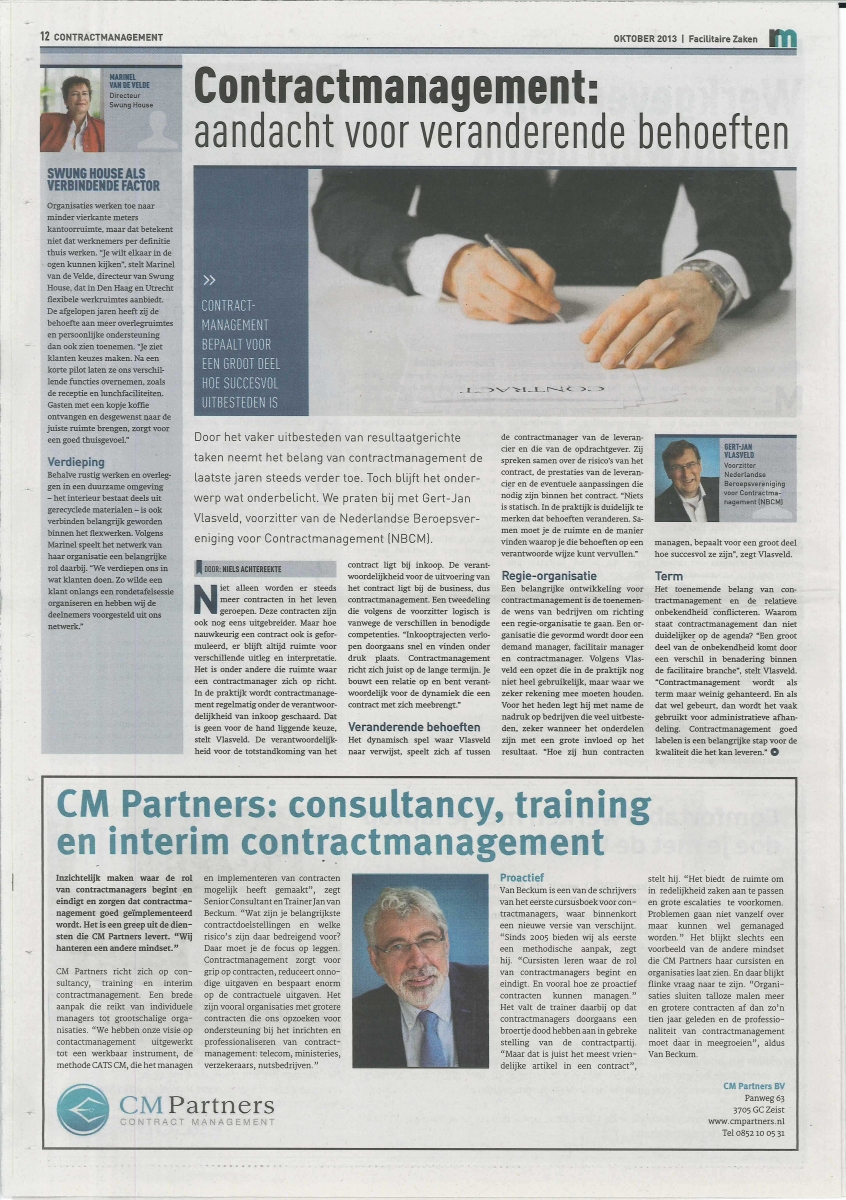 Artikel over contractmanagement in Facility Management Telegraaf